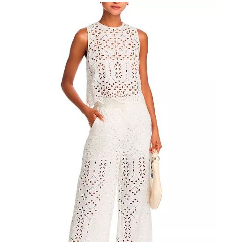 Veronica Beard  Adelyn Eyelet Sleeveless Top Sz 0 NWT 348 White IRRG - Picture 5 of 16